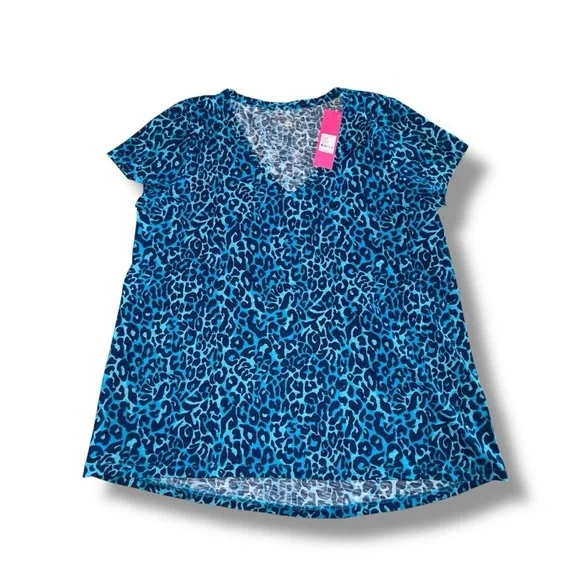 LILLY PULITZER NWT Etta V-Neck Top - My Favorite Spot Oyster Bay Navy XL - Picture 6 of 10